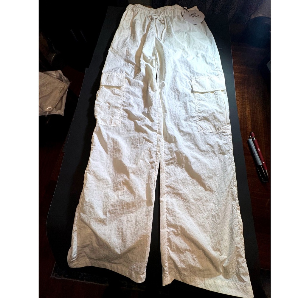 Princess Polly White Cargo Pants Wide Leg Elastic Waist Womens US 2 New NWT